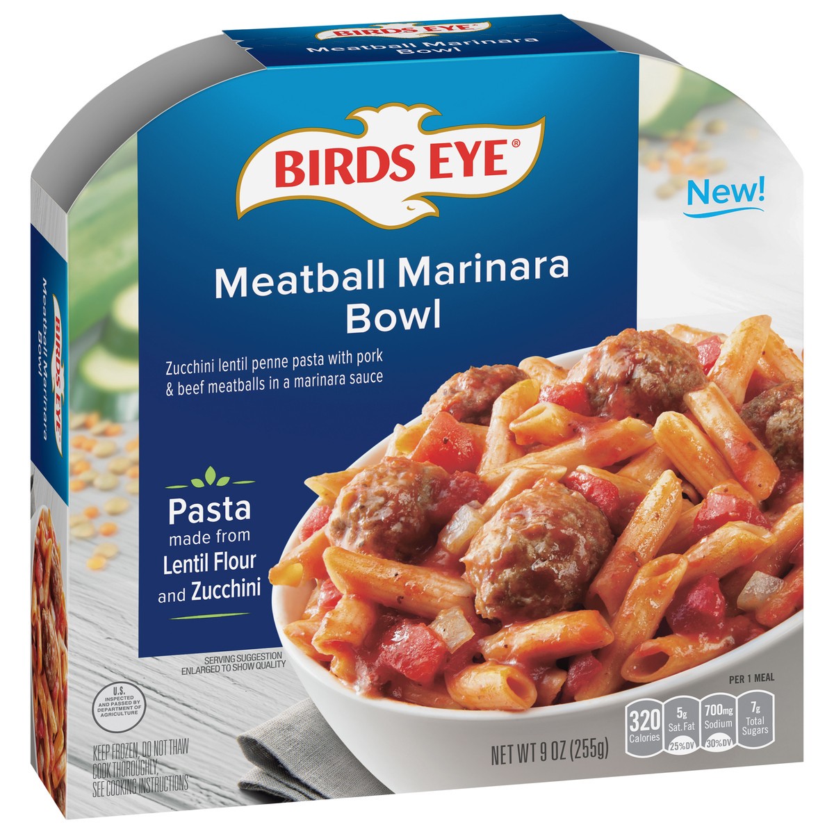 slide 3 of 11, Birds Eye Veggie Made Meatball Marinara Bowl with vegetable Pasta Frozen Meal, 9 oz