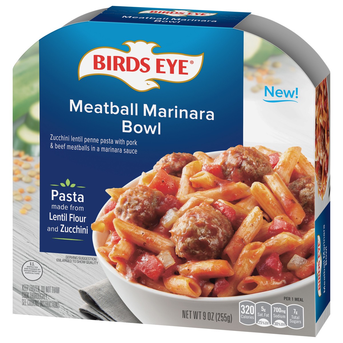 slide 4 of 11, Birds Eye Veggie Made Meatball Marinara Bowl with vegetable Pasta Frozen Meal, 9 oz