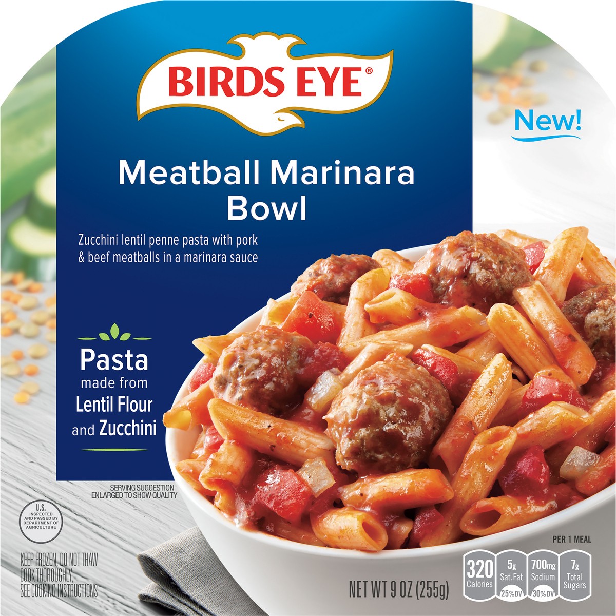 slide 10 of 11, Birds Eye Veggie Made Meatball Marinara Bowl with vegetable Pasta Frozen Meal, 9 oz