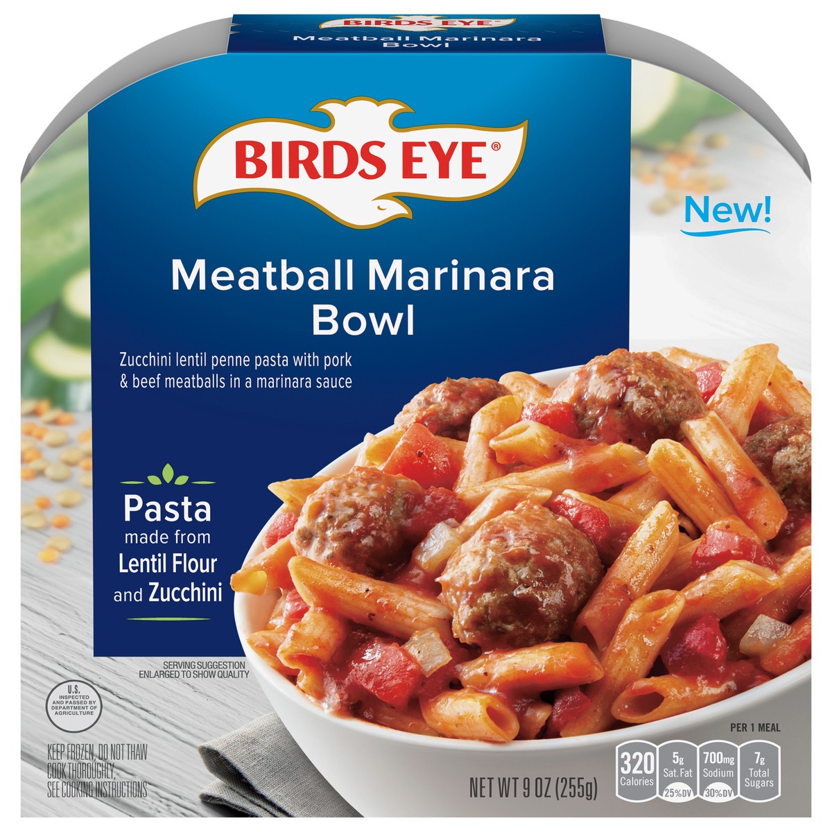 slide 2 of 11, Birds Eye Veggie Made Meatball Marinara Bowl with vegetable Pasta Frozen Meal, 9 oz