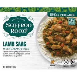 Saffron Road Lamb Saag - High Protein, No Artificial Ingredients, No Seed Oils, Gluten Free - 10 oz