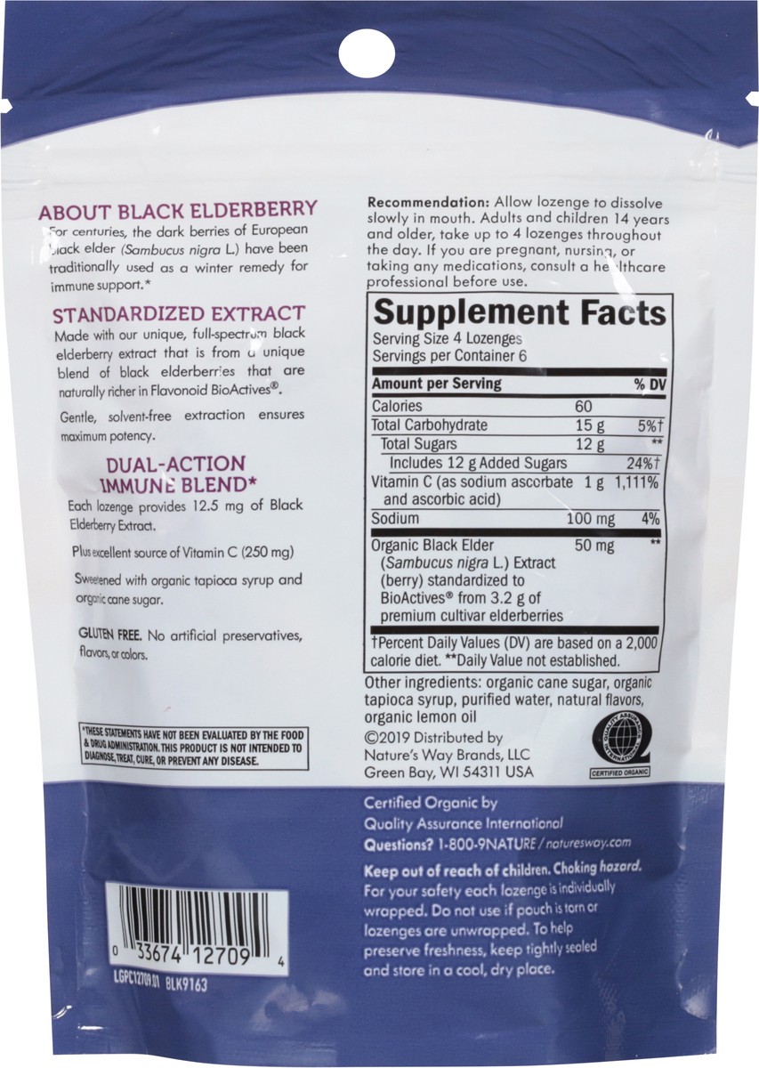 slide 6 of 9, Nature's Way Sambucus Elderberry Wild Cherry Flavored 1000 mg Vitamin C Lozenges 24 ea, 24 fl oz