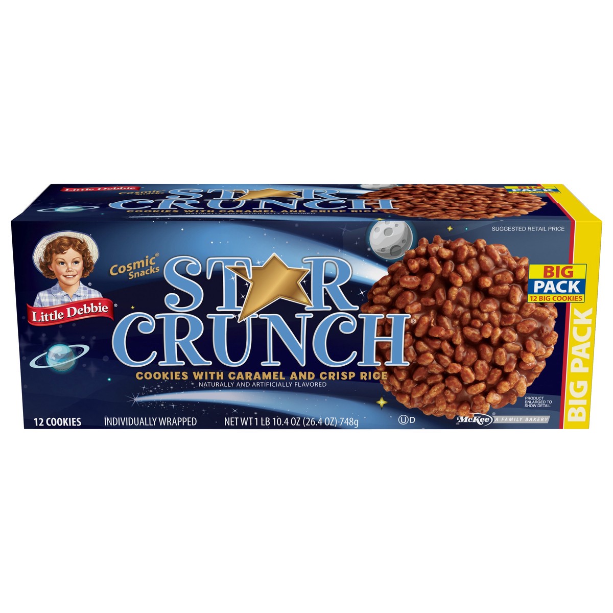 slide 1 of 12, Snack Cakes, Little Debbie Big Pack STAR CRUNCH cosmic snacks, 12 ct