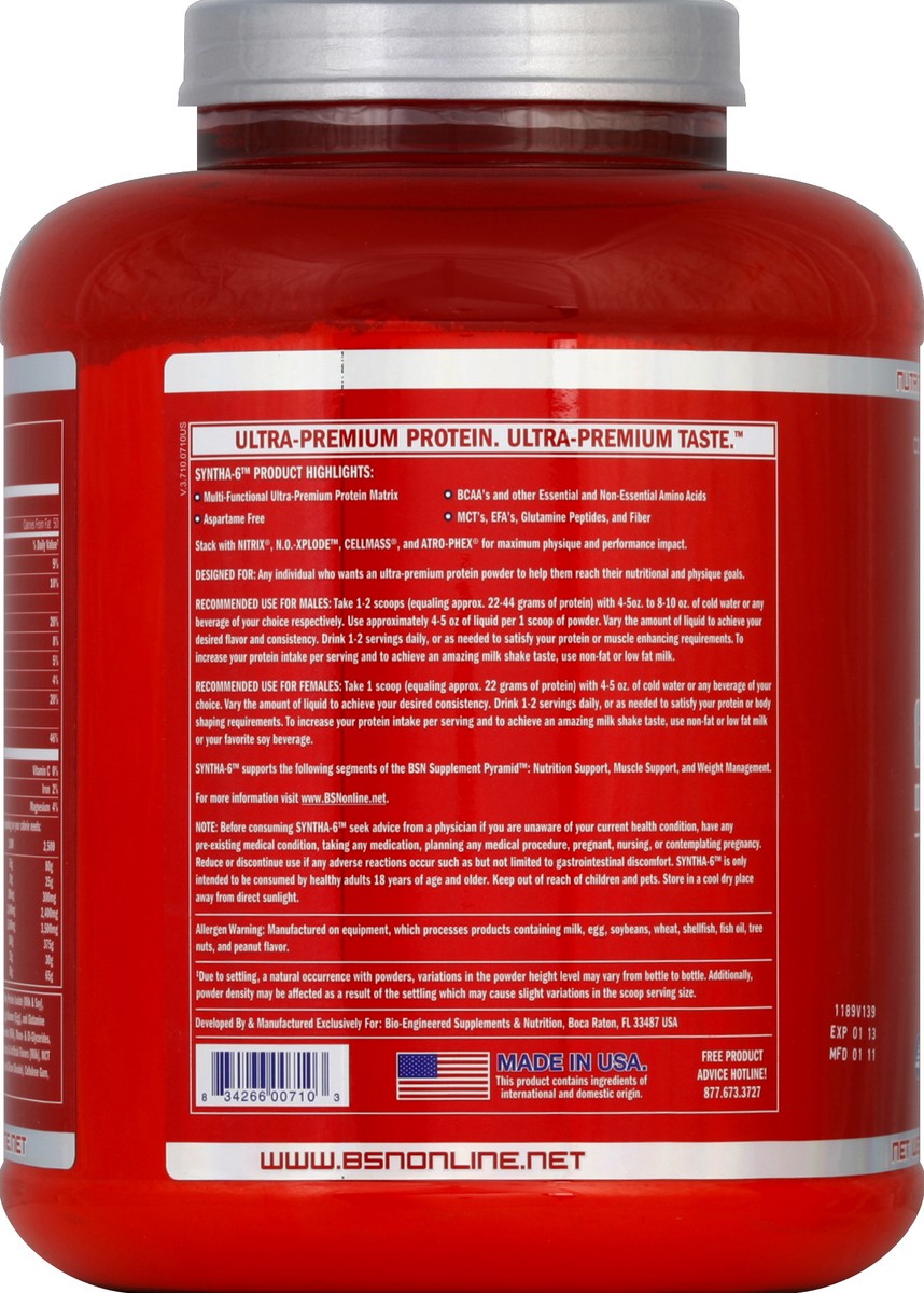 slide 3 of 3, BSN Syntha-6 Vanilla Ice Cream Muscle Protein Powder, 5.04 lb