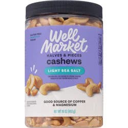 Well Market, Lightly Salted Cashew Halves & Pieces, 16 Oz