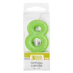 Bakery Crafts Glitter Green Birthday Candle - 8 count