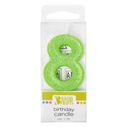 Bakery Crafts Glitter Green Birthday Candle - 8 count