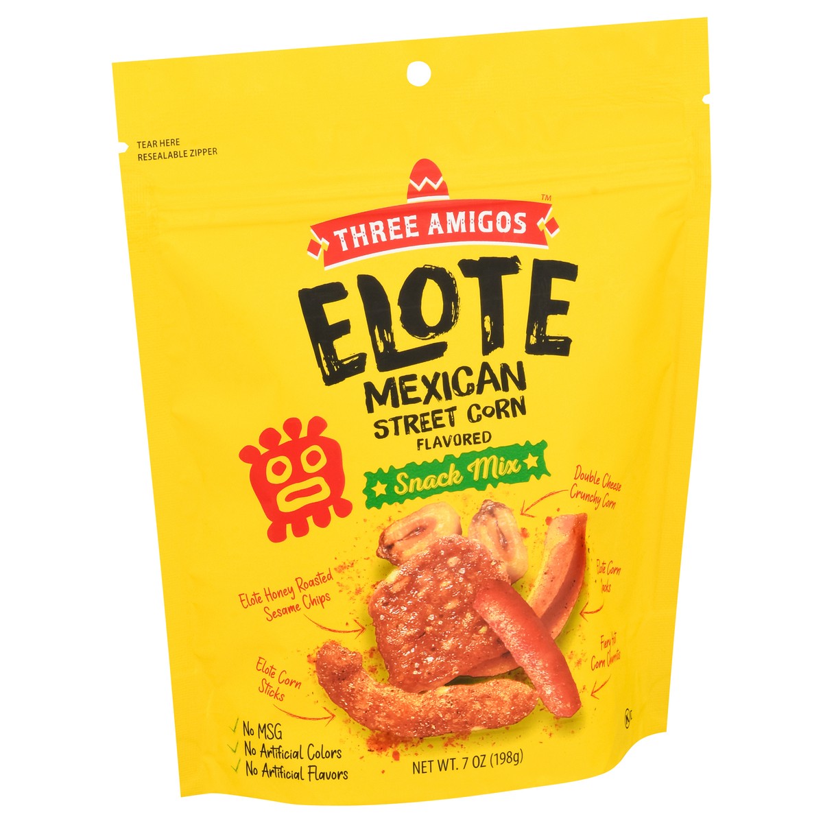 slide 3 of 9, Three Amigos Elote Mexican Street Corn Flavored Snack Mix 7 oz, 7 oz
