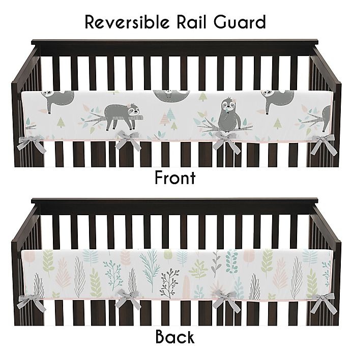 slide 2 of 4, Sweet Jojo Designs Sloth Reversible Rail Guard - Blush/Grey, 1 ct