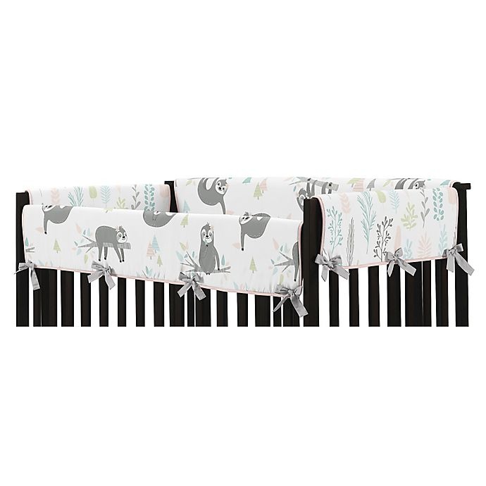 slide 4 of 4, Sweet Jojo Designs Sloth Reversible Rail Guard - Blush/Grey, 1 ct