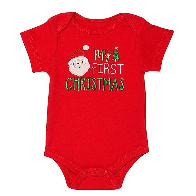 slide 1 of 1, Baby Starters Newborn First Christmas Bodysuit - Red, 1 ct