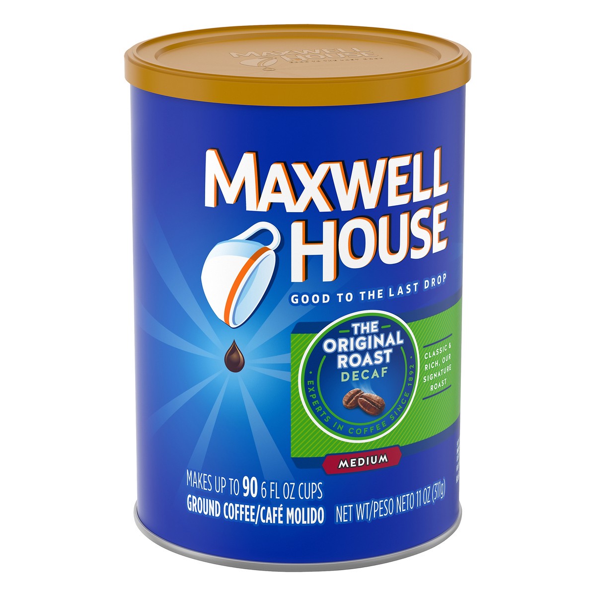 slide 5 of 9, Maxwell House Decaffeinated Original Medium Roast Ground Coffee, 11 oz Canister, 11 oz