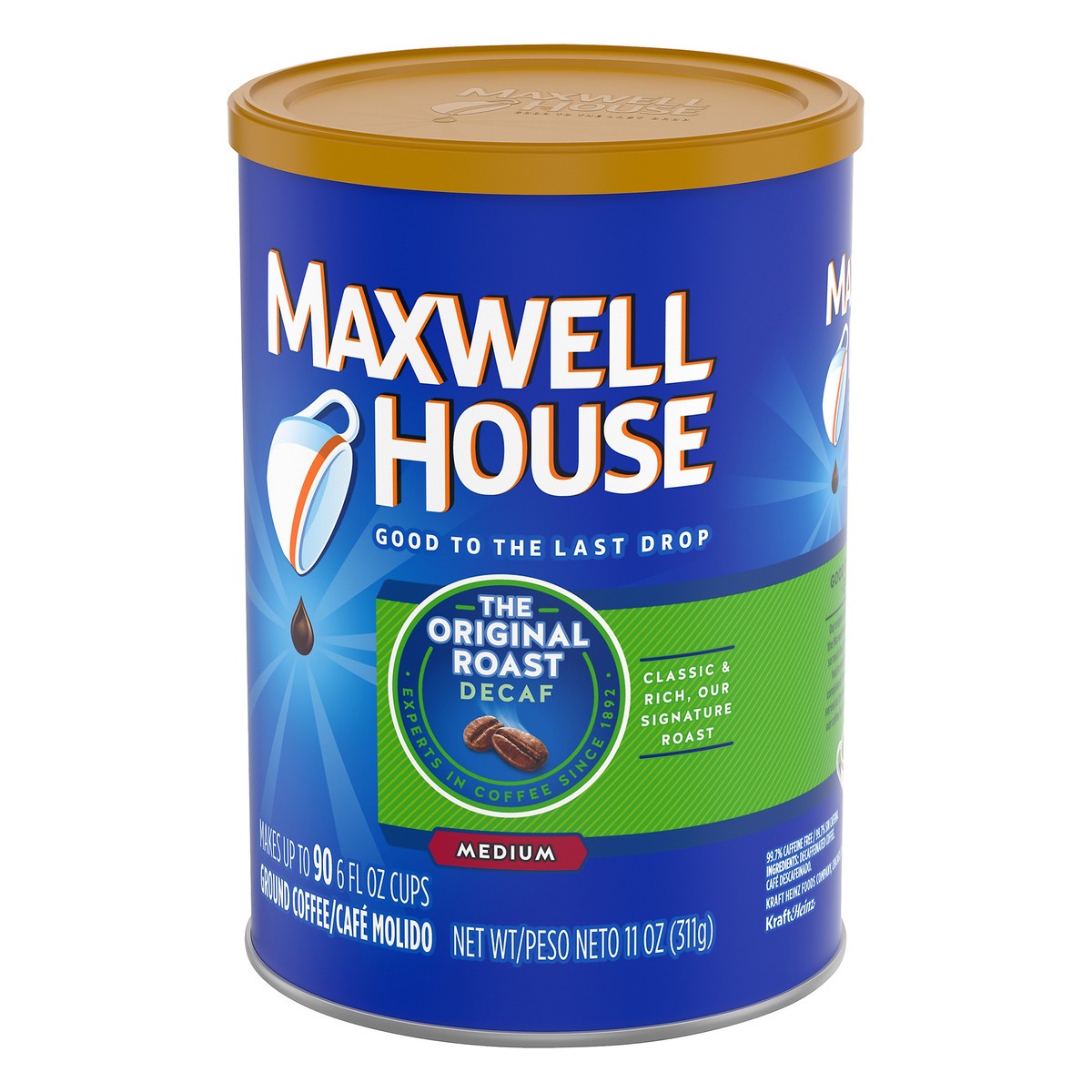 slide 8 of 9, Maxwell House Decaffeinated Original Medium Roast Ground Coffee, 11 oz Canister, 11 oz