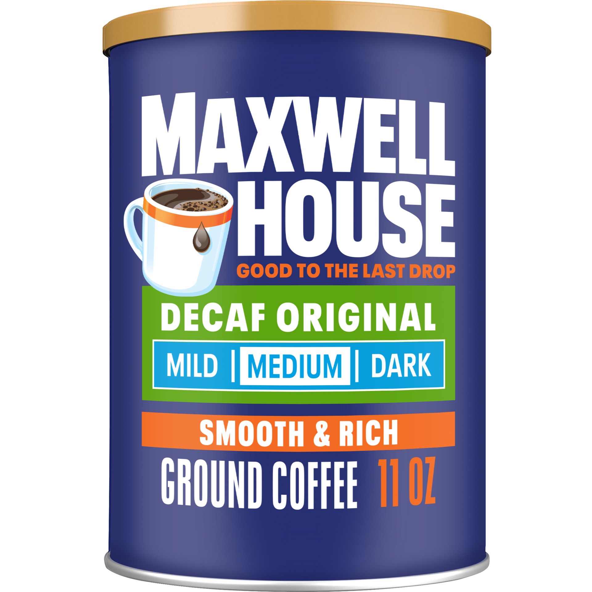 slide 1 of 9, Maxwell House Decaffeinated Original Medium Roast Ground Coffee, 11 oz Canister, 11 oz