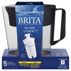 Brita Small 6 Cup Denali Water Filter Pitcher with 1 Brita Standard Filter, Made Without BPA, Black