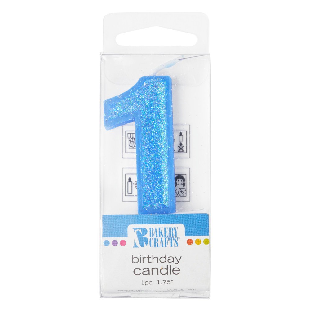 slide 1 of 1, Bakery Crafts Glitter Blue 1 Birthday Candle, 1 ct