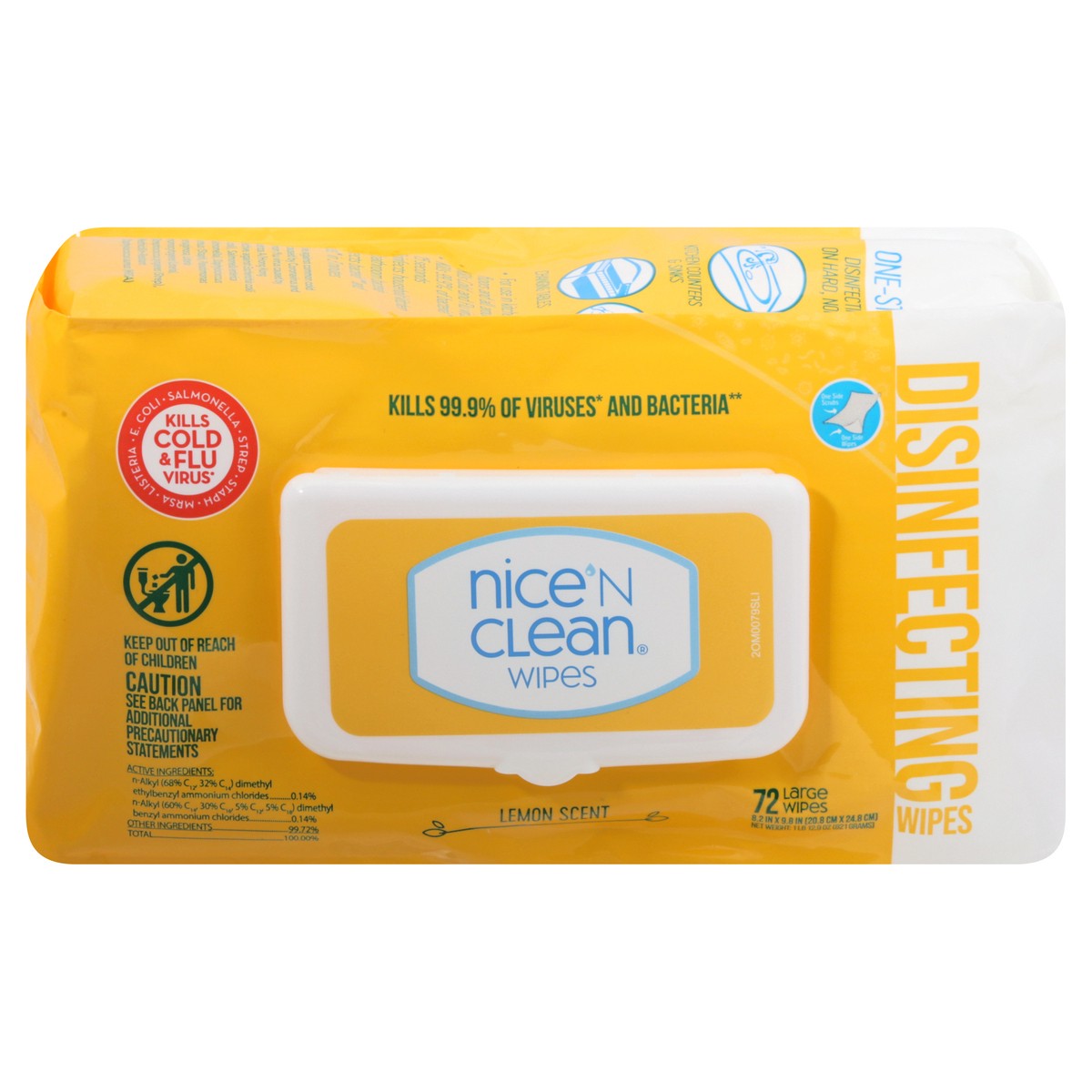 slide 1 of 11, Nice 'n Clean Large Lemon Scent Disinfecting Wipes 72 ea, 72 ct