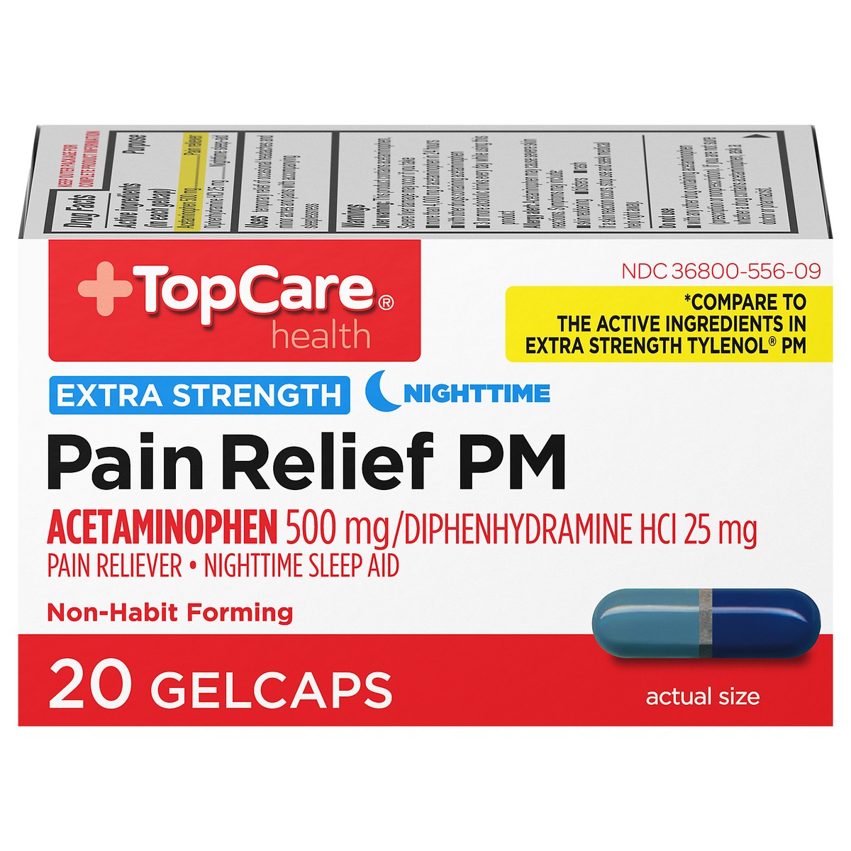 slide 1 of 14, TopCare Health Extra Strength Nighttime Pain Relief PM 20 Gelcaps, 20 ct