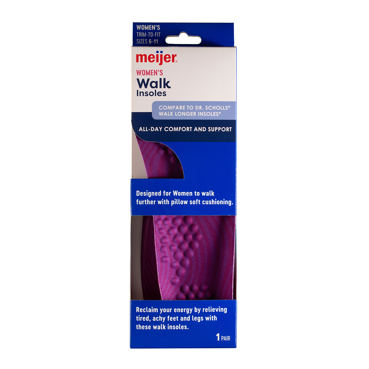 slide 1 of 2, Meijer Walk Insoles Women's, 1 ct