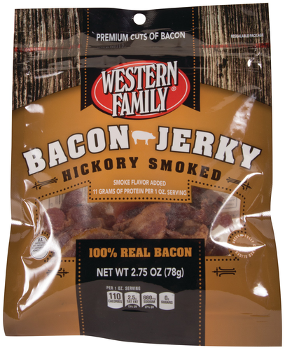 slide 1 of 1, Western Family Bacon Jerky, 2.75 oz