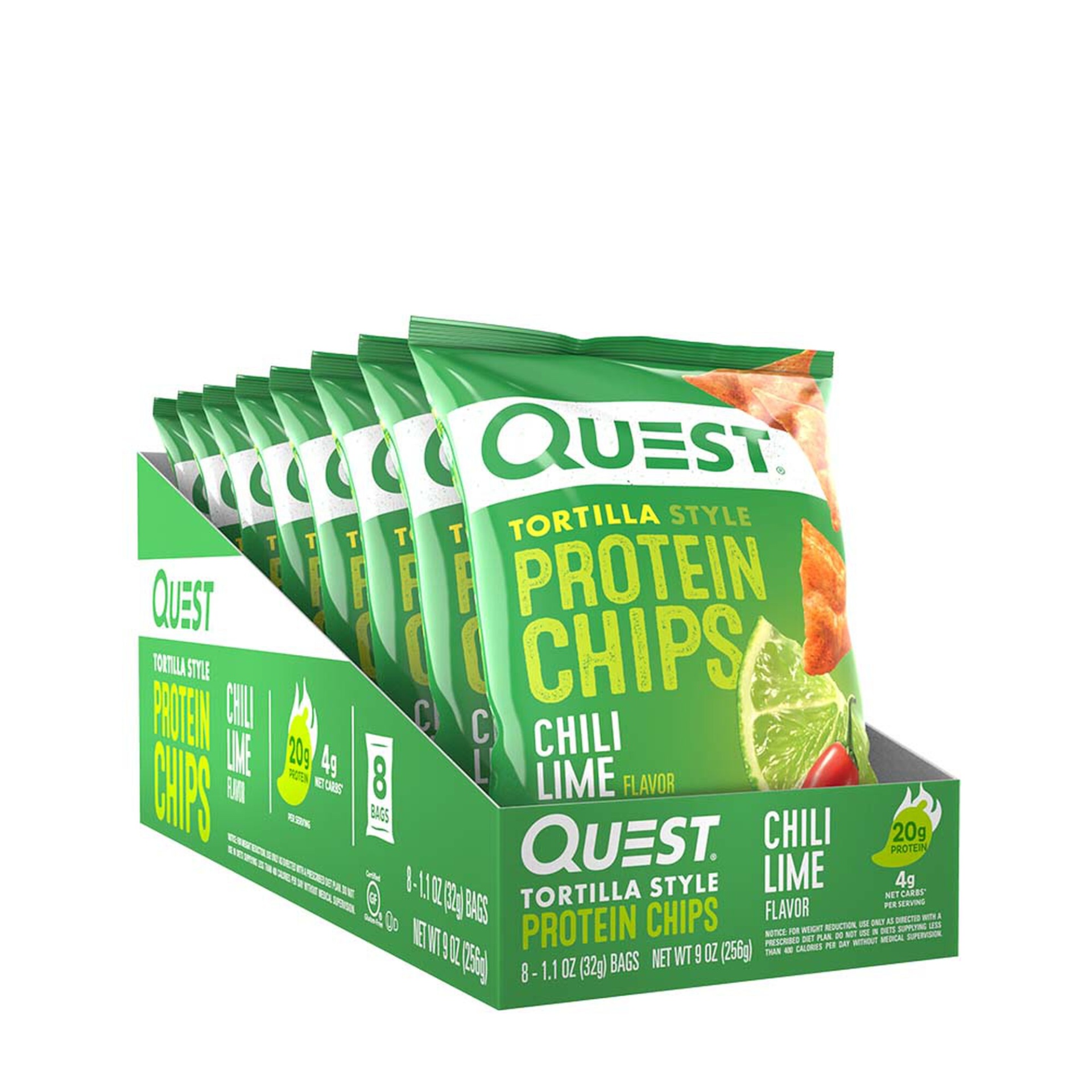 slide 1 of 1, Quest Tortilla Style Protein Chips - Chili Lime, 8 ct