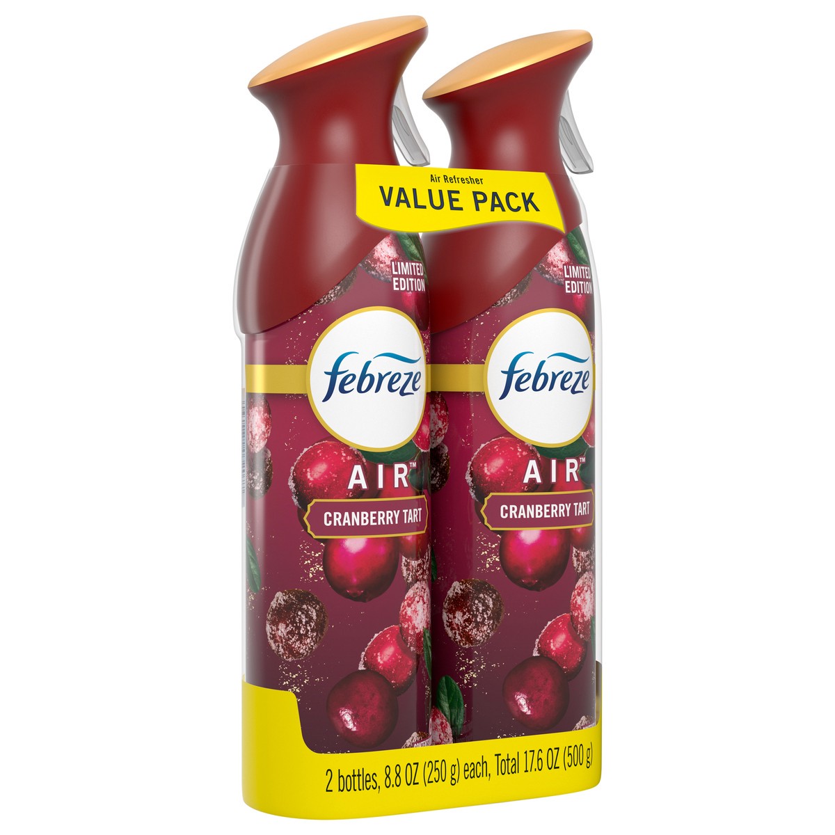 slide 3 of 4, Febreze Air Effects Odor-Eliminating Air Freshener Cranberry Tart, 8.8 oz. Aerosol Can, Pack of 2, 2 ct