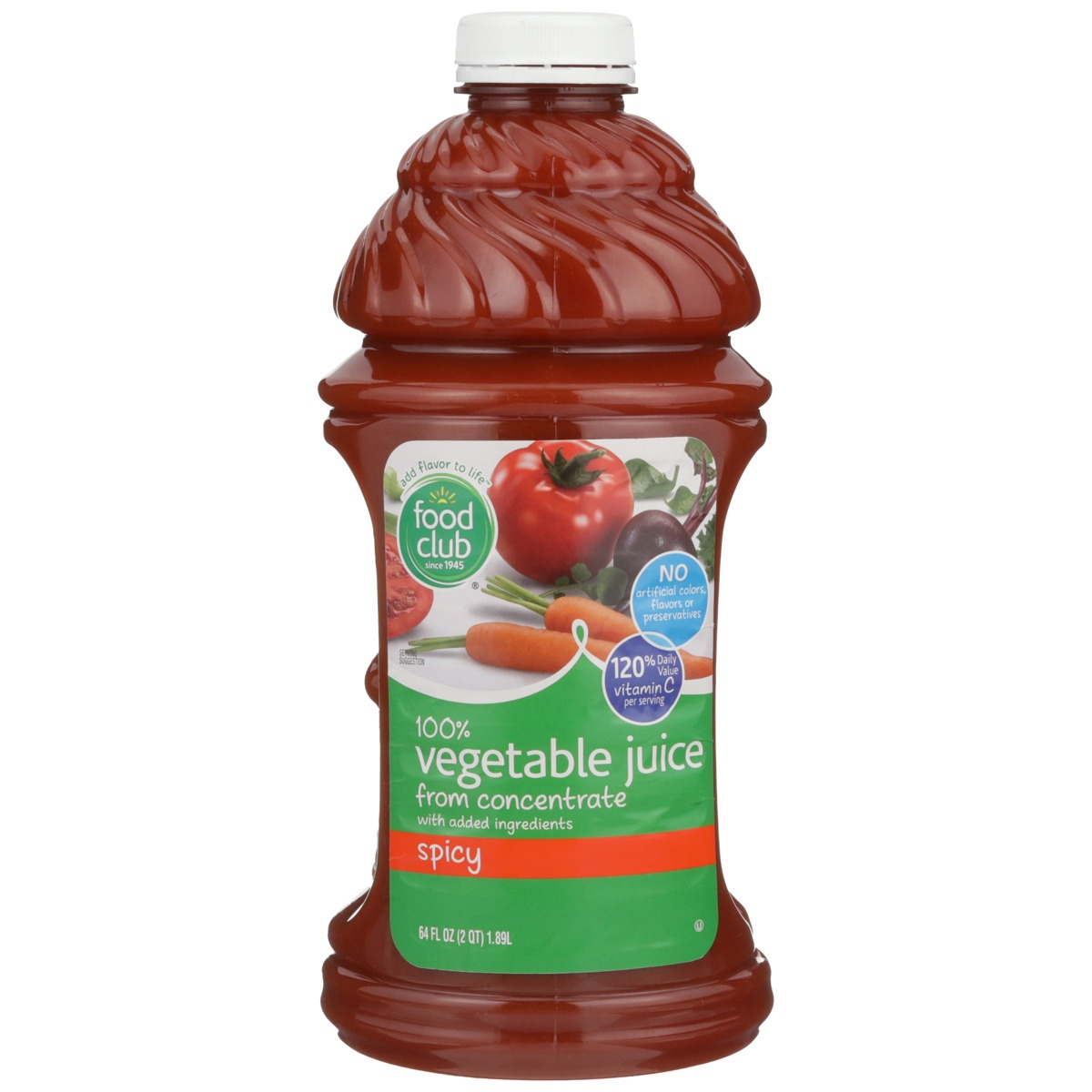 slide 9 of 10, Food Club 100% Spicy Vegetable Juice From Concentrate, 64 fl oz