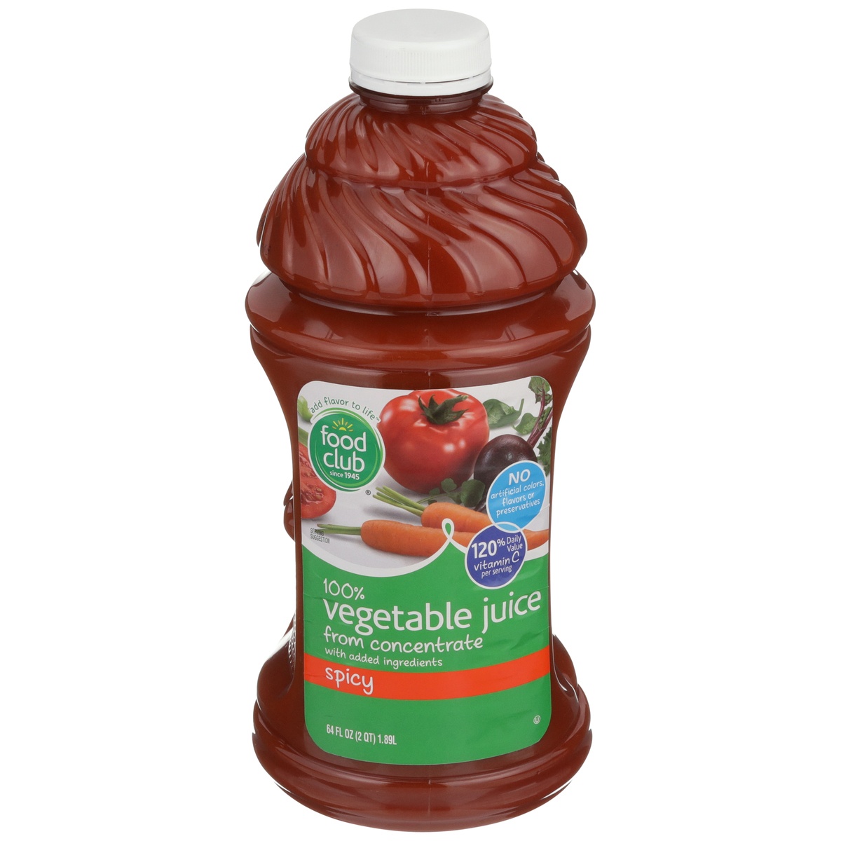slide 1 of 10, Food Club 100% Spicy Vegetable Juice From Concentrate, 64 fl oz