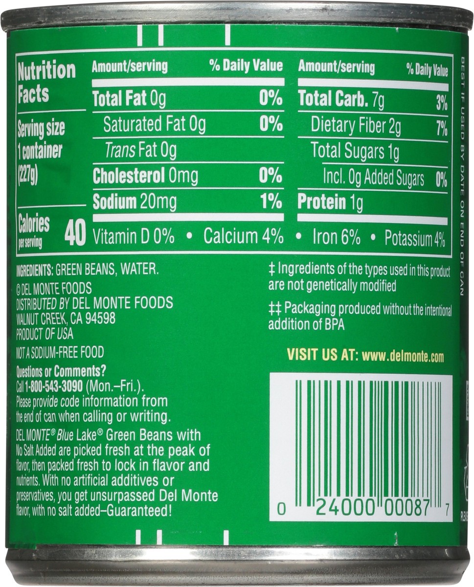 slide 7 of 9, Del Monte Fresh Cut No Salt Added Green Beans 8 oz, 8 oz