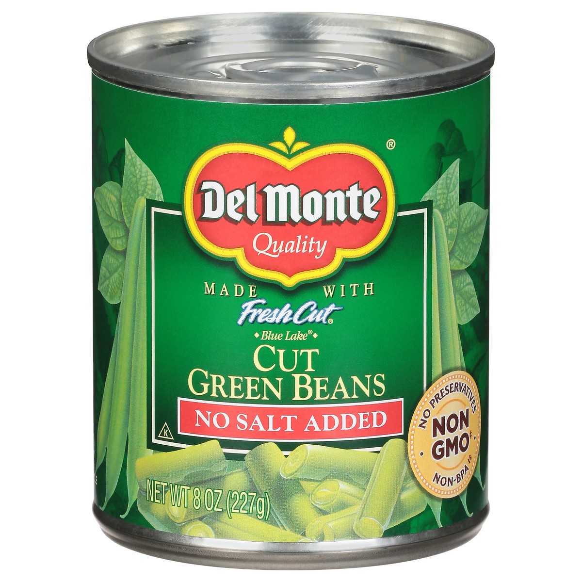 slide 1 of 9, Del Monte Fresh Cut No Salt Added Green Beans 8 oz, 8 oz