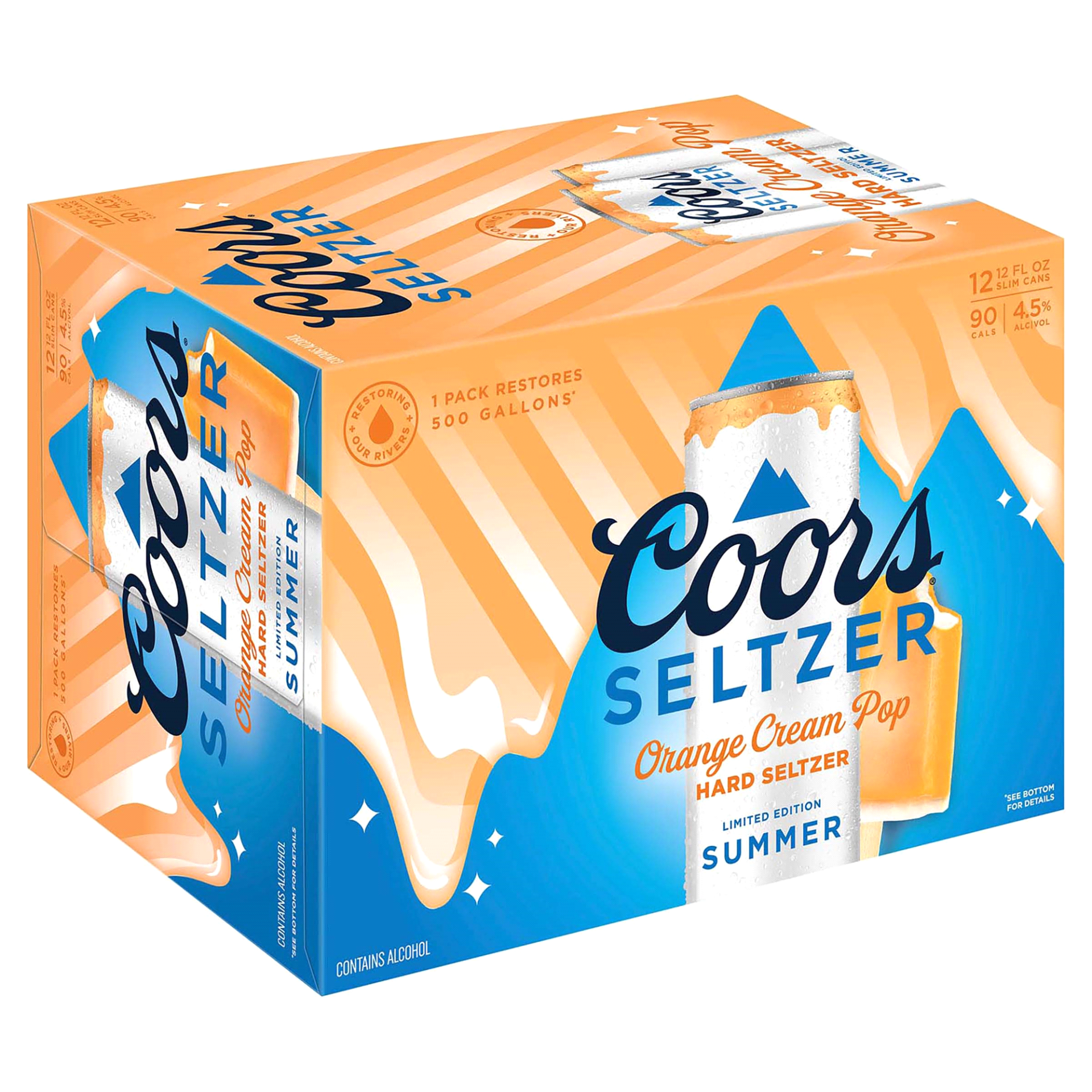 slide 1 of 1, Coors Orange Cream Pop Hard Seltzer, Limited Edition Summer Drink, 4.5% ABV slim cans, 1 ct