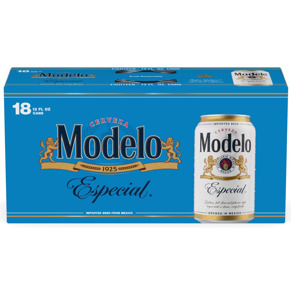 slide 1 of 37, Modelo Mexican Lager Import Beer, 18 pk 12 fl. oz. Cans, 4.4% ABV, 18 ct; 12 fl oz