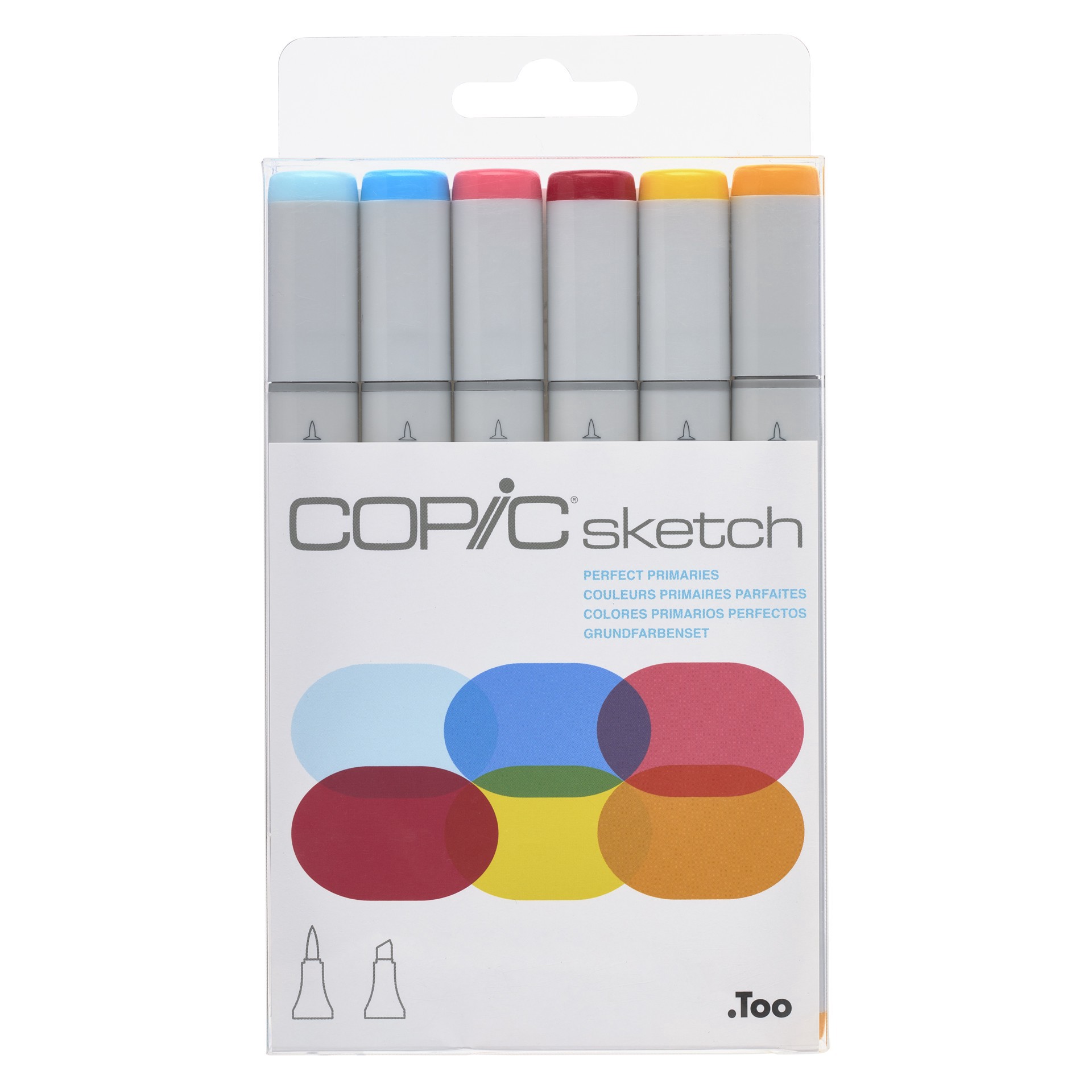 slide 4 of 4, Copic Perfect Primaries Sketch Marker Set, 6 copic sketch markers