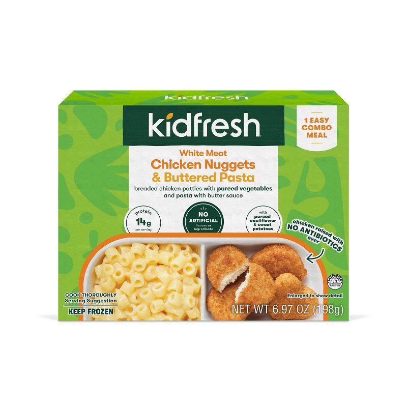 slide 5 of 5, Kidfresh White Meat Chicken Nuggets & Buttered Pasta, 6.97 oz
