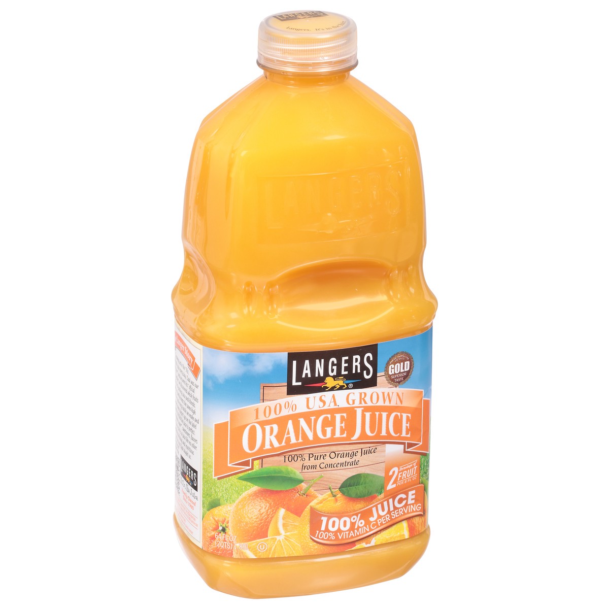 slide 2 of 9, Langers Orange Juice 100% Juice 64 fl oz, 64 fl oz