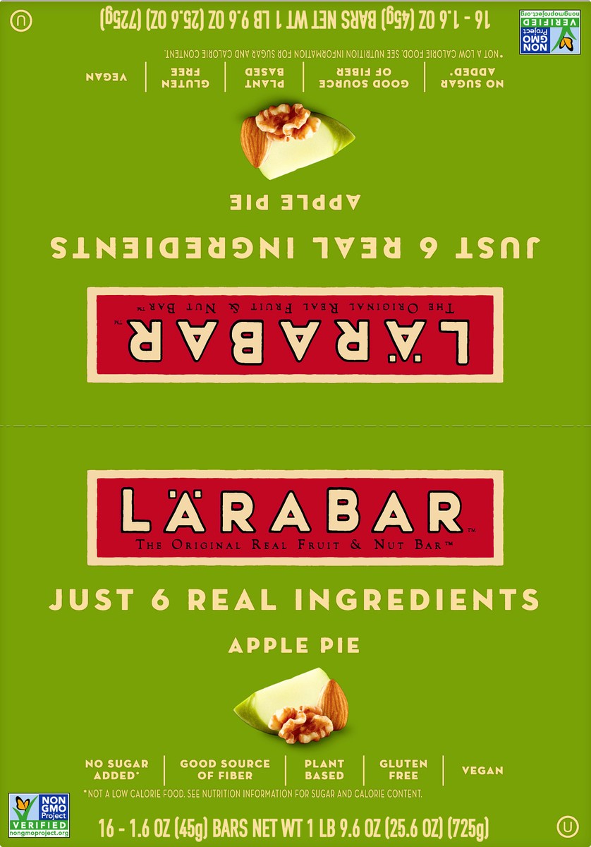 slide 9 of 9, LÄRABAR Apple Pie, Gluten Free Vegan Fruit & Nut Bar, 1.6 oz Bars, 16 Ct, 16 ct