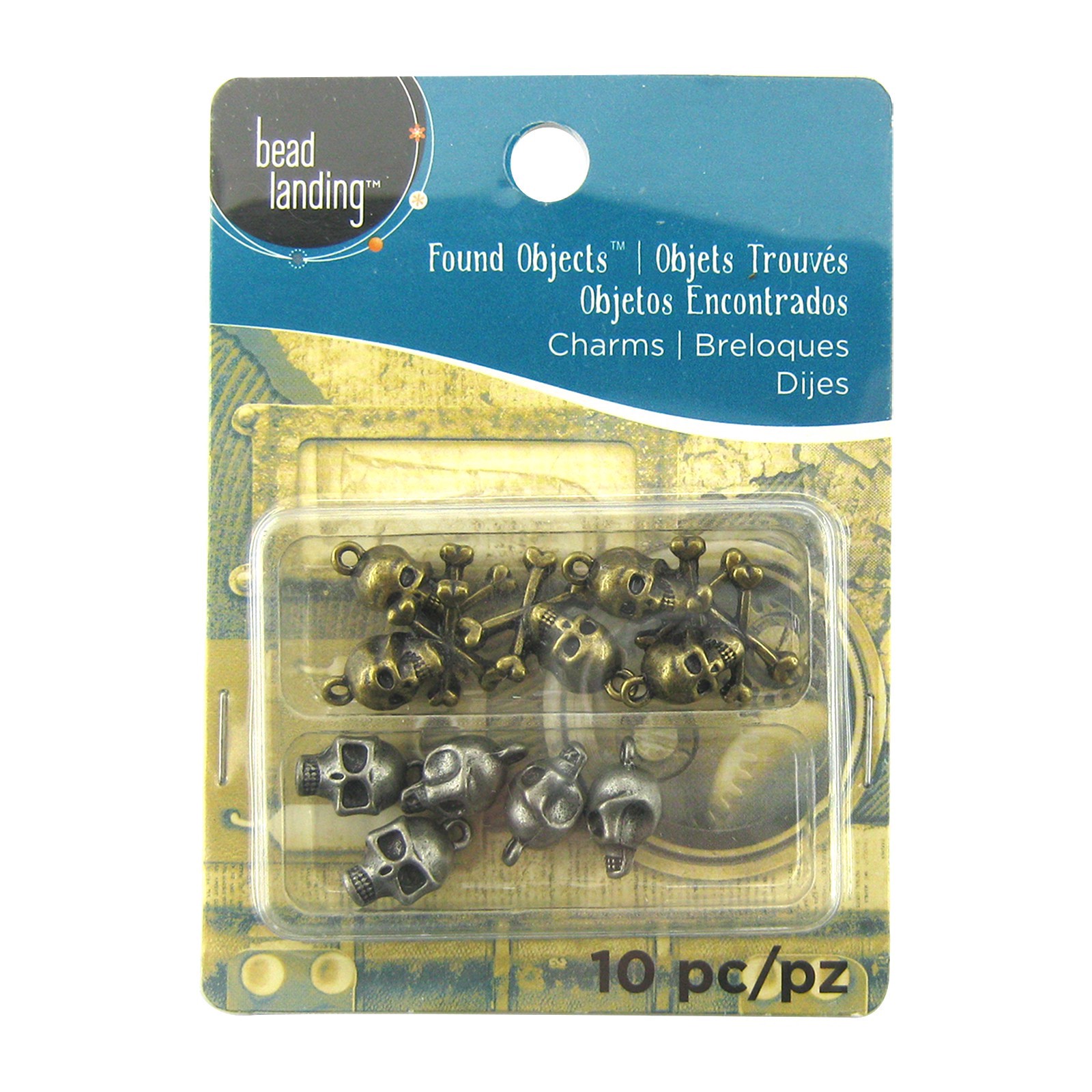 slide 2 of 3, Found Objects Skull Charms By Bead Landing, 10 charms
