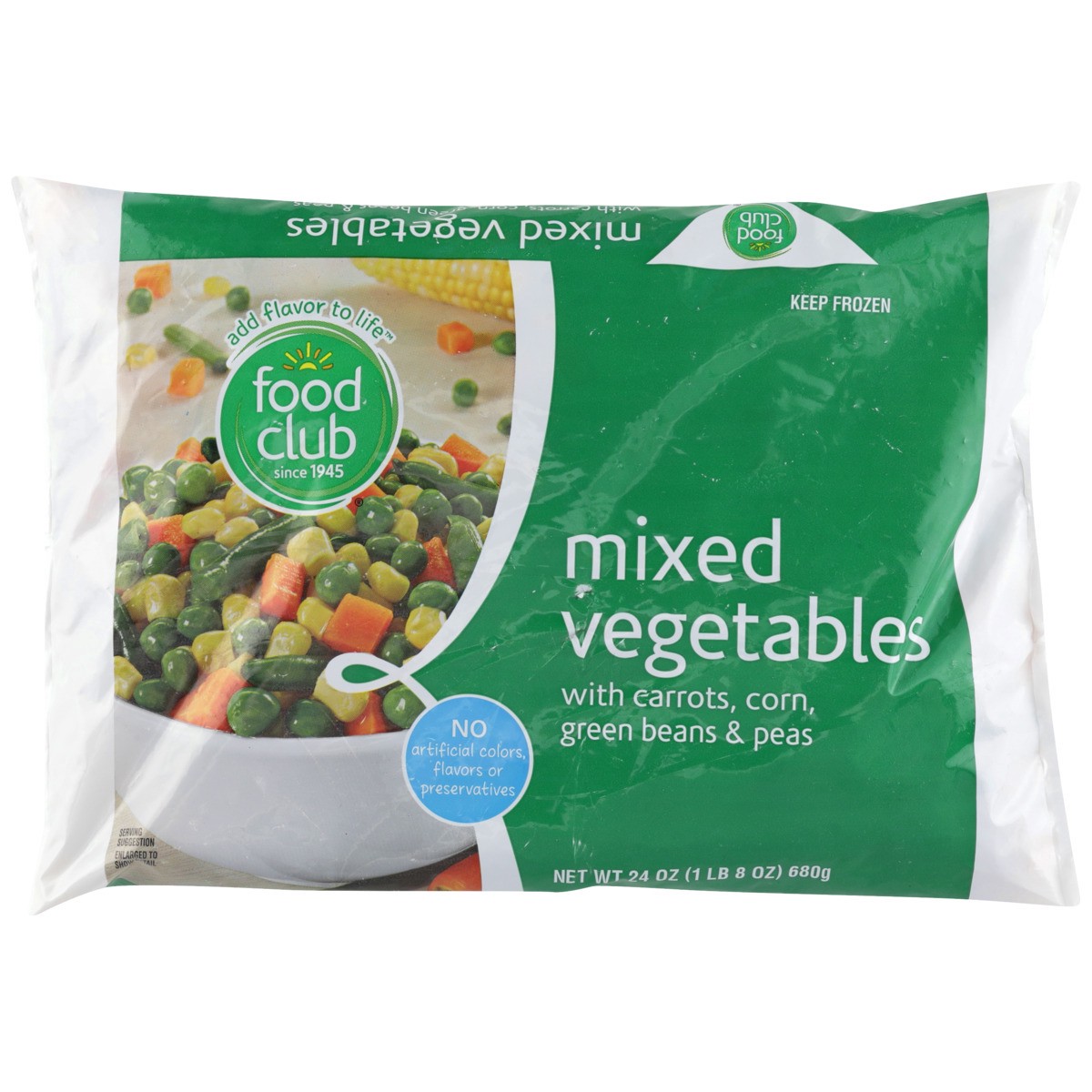 slide 6 of 9, Food Club Mixed Vegetables With Carrots, Corn, Green Beans & Peas, 24 oz