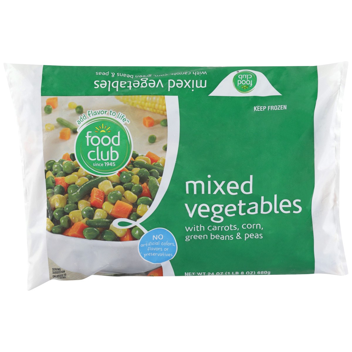 slide 1 of 9, Food Club Mixed Vegetables With Carrots, Corn, Green Beans & Peas, 24 oz