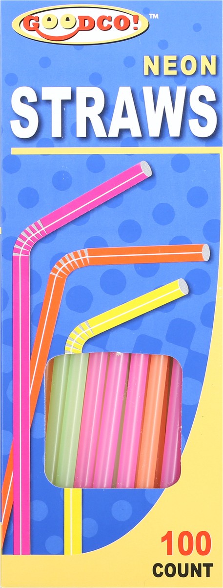 slide 11 of 11, GoodCo Neon Straws 100 ea, 100 ct