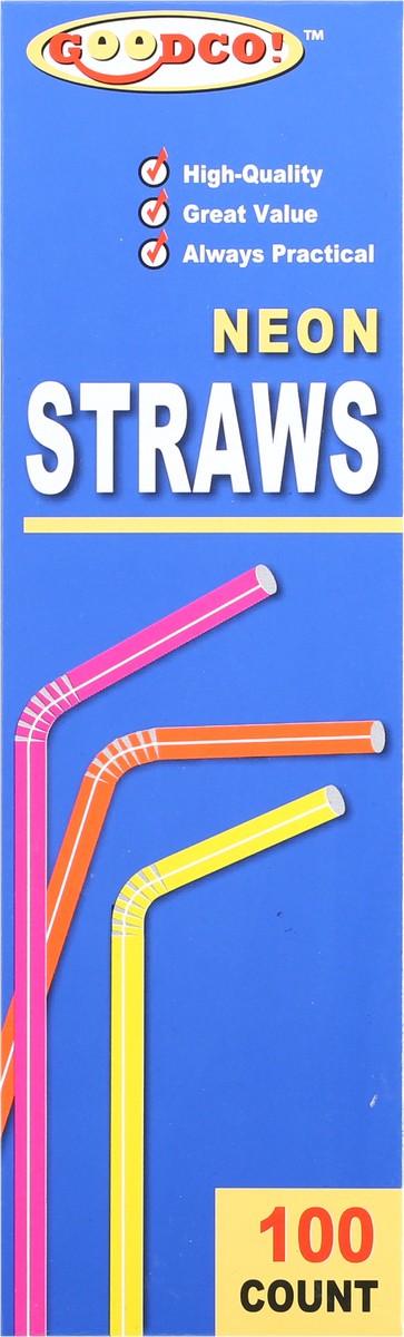 slide 2 of 11, GoodCo Neon Straws 100 ea, 100 ct