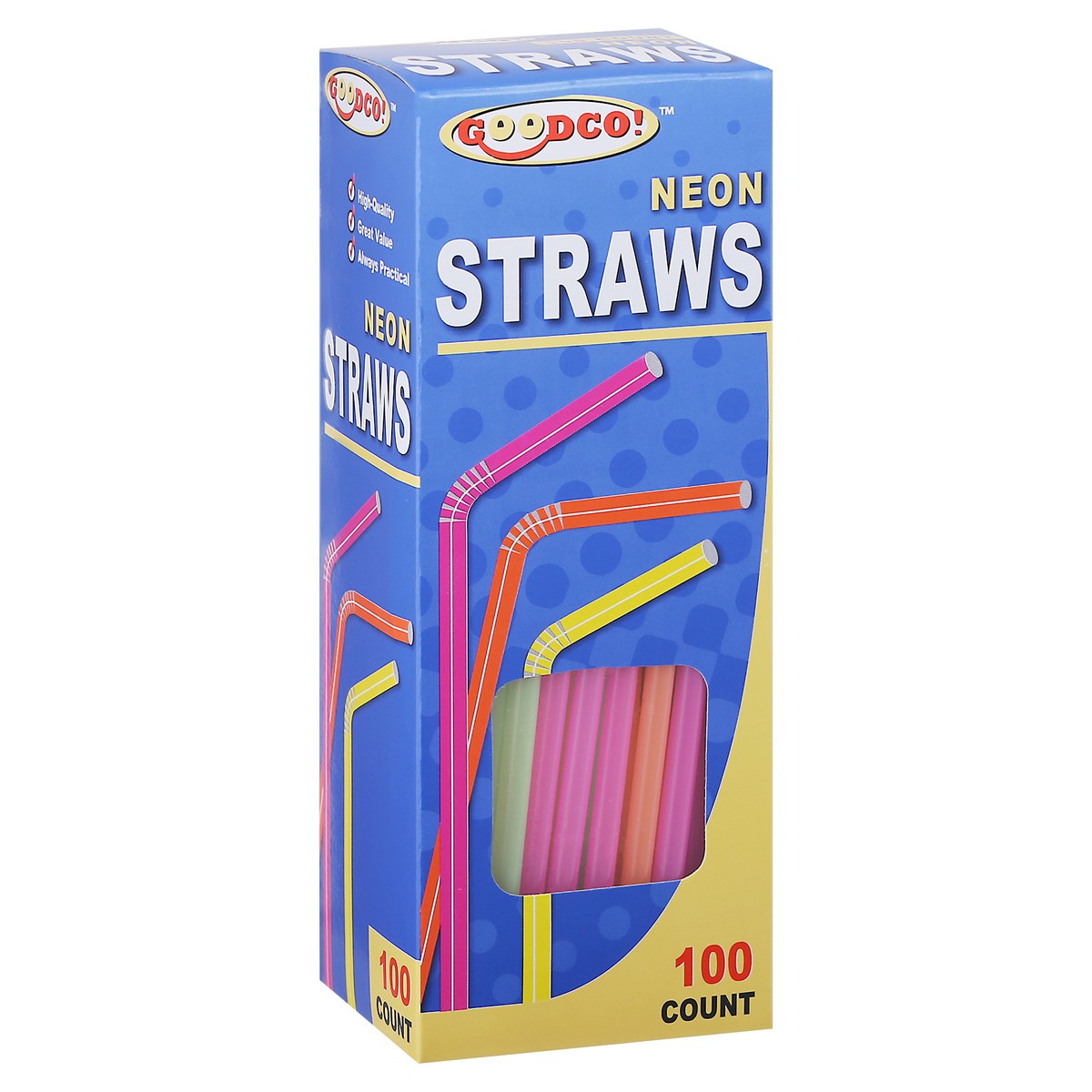 slide 10 of 11, GoodCo Neon Straws 100 ea, 100 ct