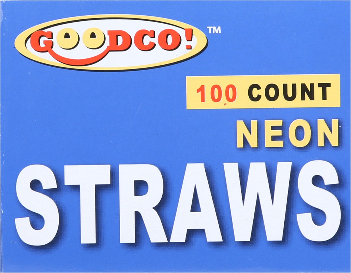 slide 3 of 11, GoodCo Neon Straws 100 ea, 100 ct