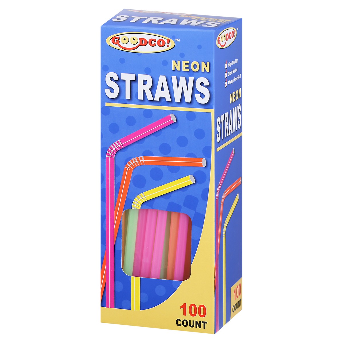 slide 5 of 11, GoodCo Neon Straws 100 ea, 100 ct