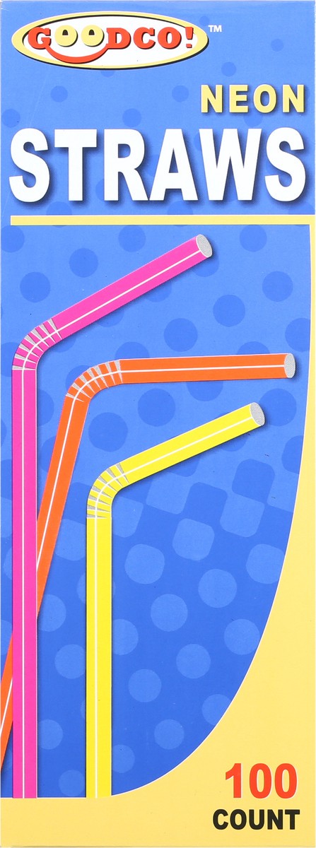 slide 6 of 11, GoodCo Neon Straws 100 ea, 100 ct