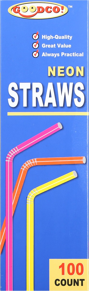 slide 8 of 11, GoodCo Neon Straws 100 ea, 100 ct