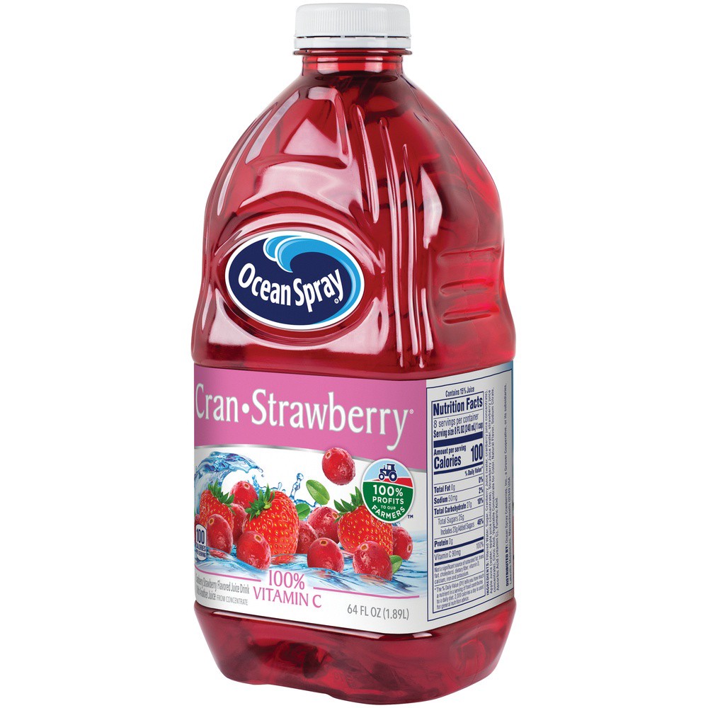 slide 3 of 8, Ocean Spray Cran-Strawberry Juice, 64 fl oz