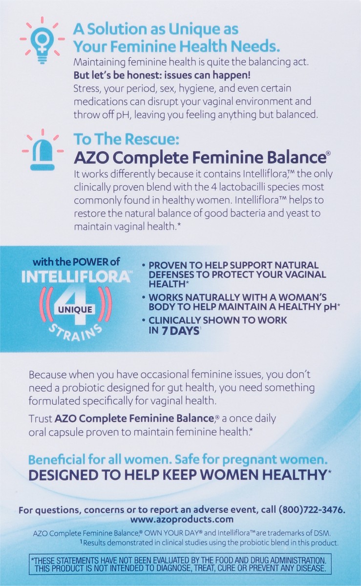 slide 5 of 9, Azo Complete Feminine Balance, 30 ct