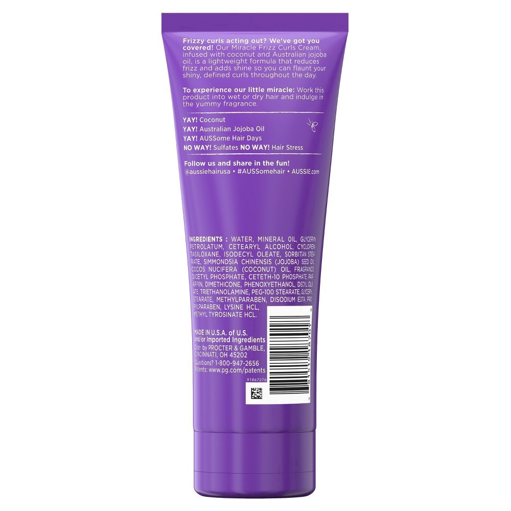 slide 38 of 49, Aussie Miracle Curls Frizz Taming Curl Cream with Coconut & Jojoba Oil, 6.8 fl oz, 6.8 oz