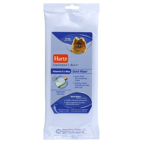 slide 1 of 1, Hartz Quick Wipes, for Dogs, Fresh Scent, 16 ct